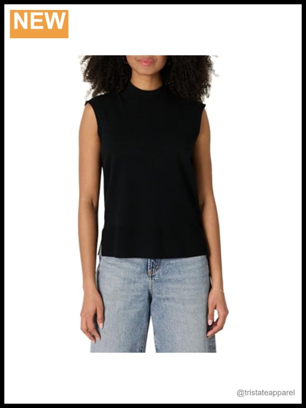 Viscose Blend Mock Neck Cap Sleeve Sweater Top Regular Fit